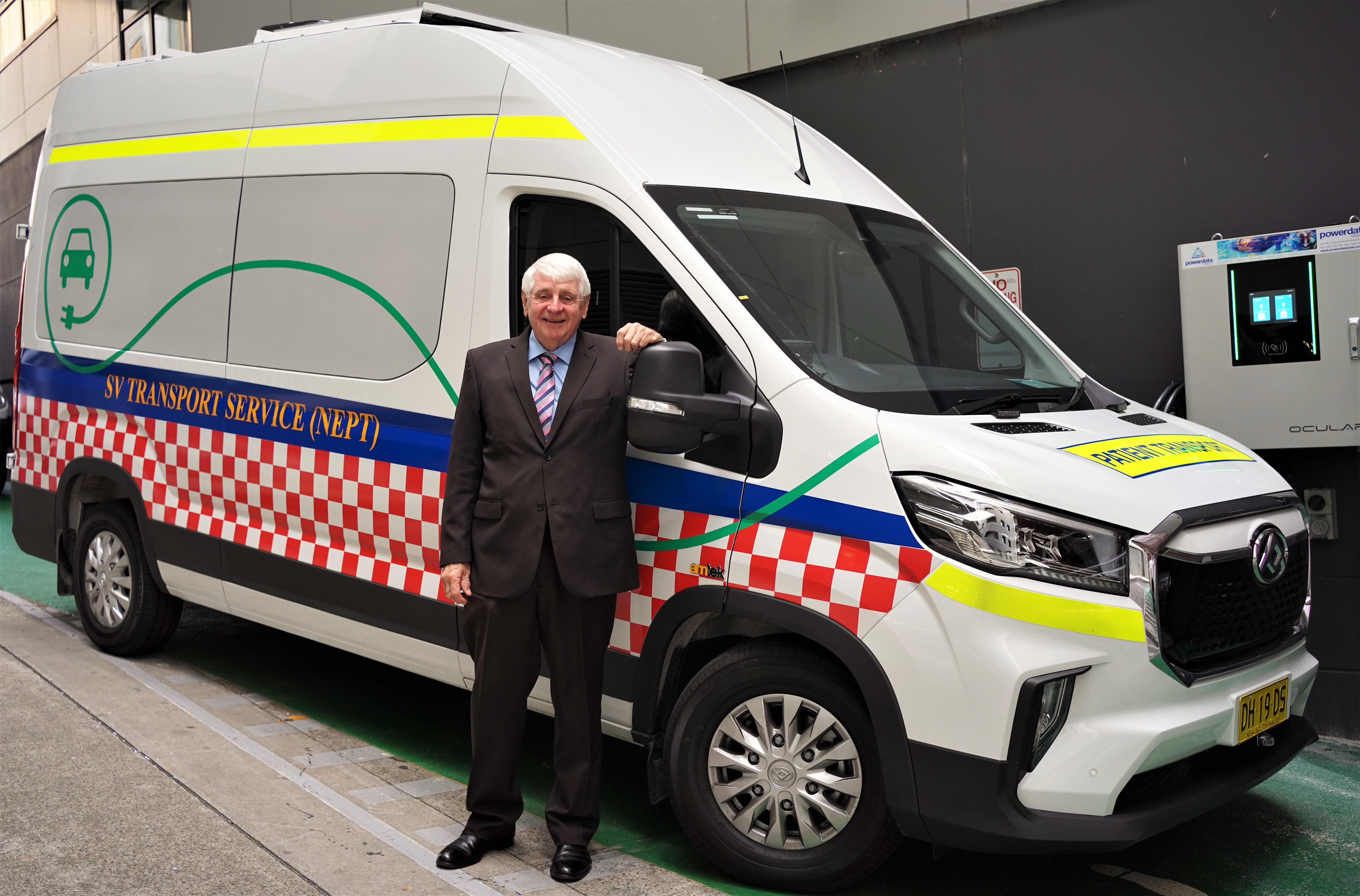 Bob with electric ambulance